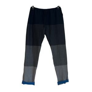 NWOT Lemlem Color Block Linen-Blend Pants, Navy/Gray/Blue, Women's Size Small